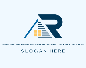 Roof - Blue House Letter R logo design