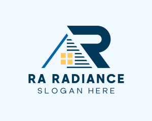 Blue House Letter R logo design