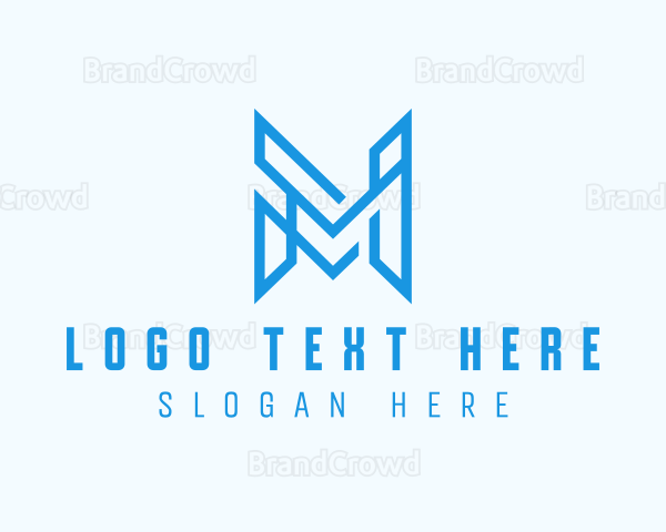 Geometric Monoline Letter M Business Logo