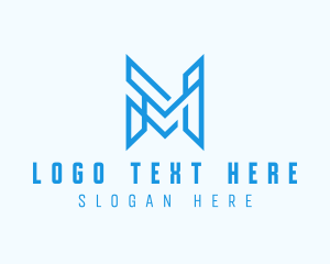 Cyberspace - Geometric Monoline Letter M Business logo design