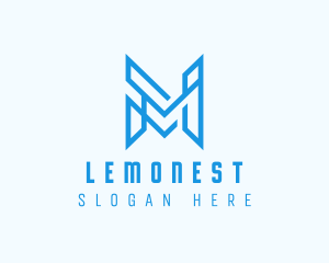 Blue - Geometric Monoline Letter M Business logo design