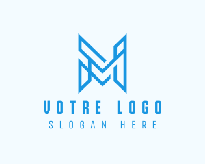 Blue - Geometric Monoline Letter M Business logo design