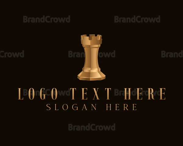 Gold Rook Chess Piece Logo