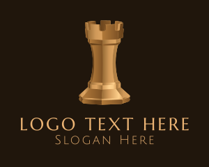 Strategy - Gold Rook Chess Master logo design