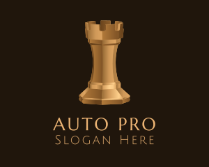 Isometric - Gold Rook Chess Master logo design