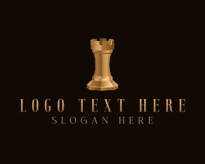 Golden - Gold Rook Chess Piece logo design