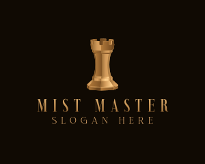 Gold Rook Chess Piece logo design