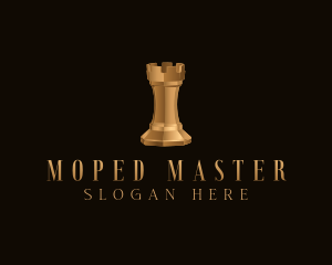 Gold Rook Chess Piece logo design