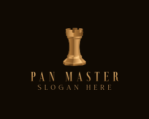 Gold Rook Chess Piece logo design