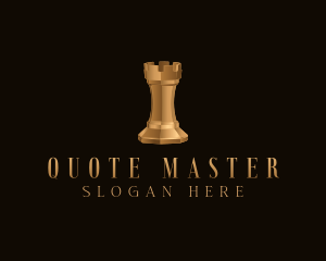 Gold Rook Chess Piece logo design