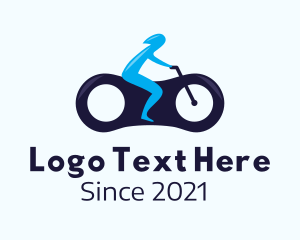 Motorcyclist - Blue Futuristic Motorbike logo design