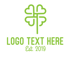Four Leaf Clover - Green Outline Cloverleaf logo design