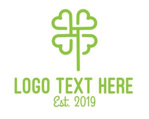 Irish - Green Outline Cloverleaf logo design