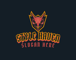 Dragon - Red Dragon Face logo design