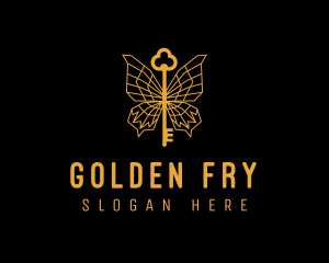 Golden Luxe Butterfly Key logo design