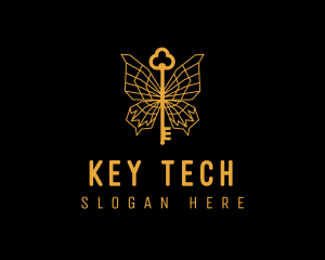 Golden Luxe Butterfly Key logo design