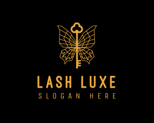 Golden Luxe Butterfly Key logo design