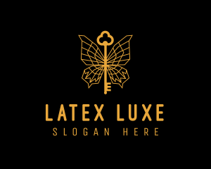 Golden Luxe Butterfly Key logo design