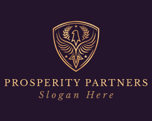 Wealth - Gold Phoenix Shield logo design