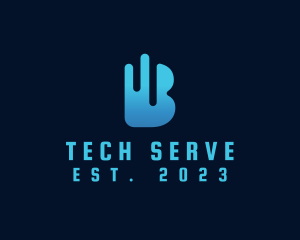 Server - Digital Network Letter B logo design
