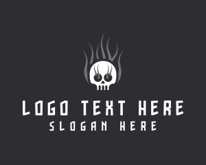 Skate Shop - Hot Burning Skull logo design