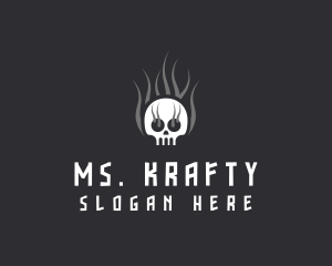 Spooky - Hot Burning Skull logo design