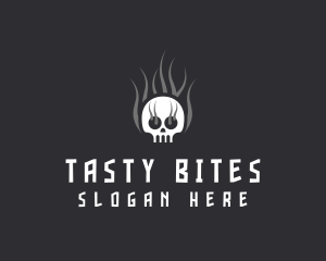 Skate Shop - Hot Burning Skull logo design