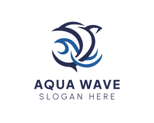 Oceanic - Blue Dolphin Ocean Wave logo design