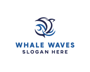 Blue Dolphin Ocean Wave logo design