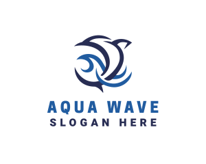 Dolphin Ocean Wave logo design