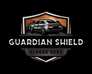 Car Shield Sunset logo design