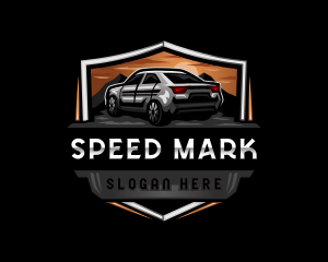 Car Shield Sunset logo design