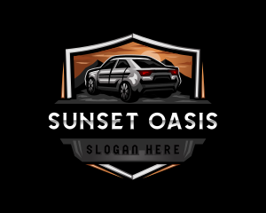 Car Shield Sunset logo design