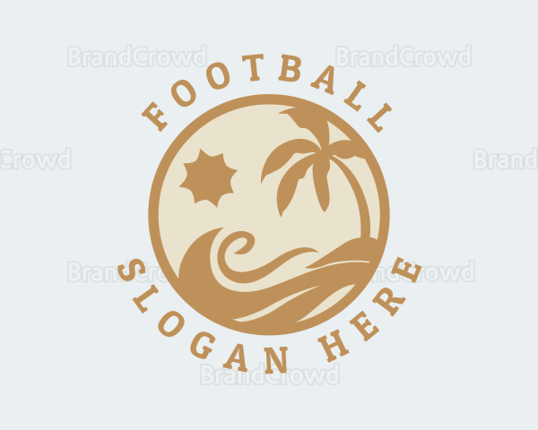 Palm Tree Beach Wave Logo