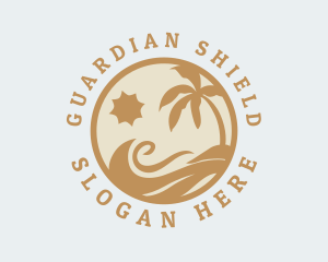 Resort - Palm Tree Beach Wave logo design