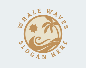 Palm Tree Beach Wave logo design