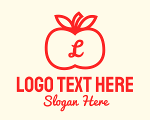 Red - Apple Fruit Letter logo design