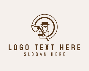 Character - Hipster Lumberjack Wood Axe logo design