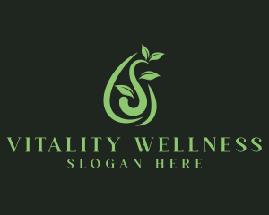 Wellness Leaf Droplet logo design