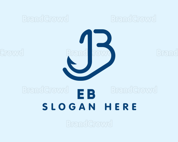 Letter B Fishing Hook Logo