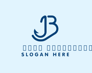 Ocean - Letter B Fishing Hook logo design