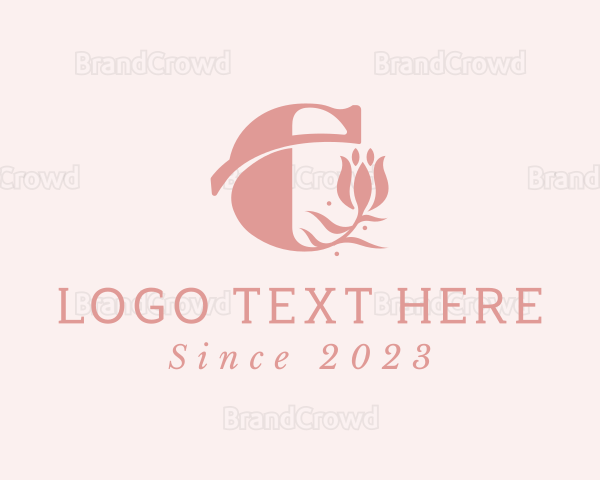 Pink Flower Letter E Logo