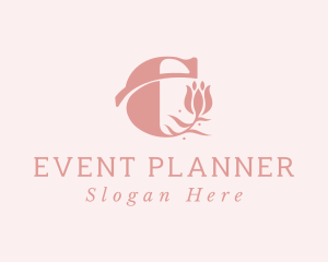 Pink Flower Letter E  Logo