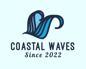 Surfing Beach Wave logo design