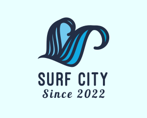 Surfing Beach Wave logo design