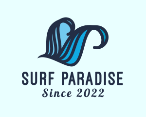 Surfing Beach Wave logo design
