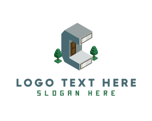 3d - Modern Building Letter C logo design