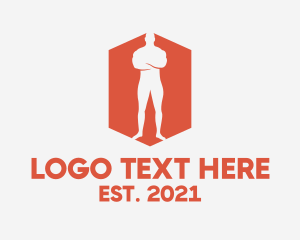 Human - Red Masculine Man Body logo design