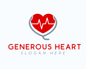 Heart Beat Stethoscope logo design