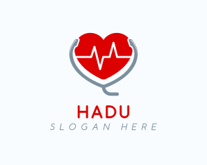Clinic - Heart Beat Stethoscope logo design
